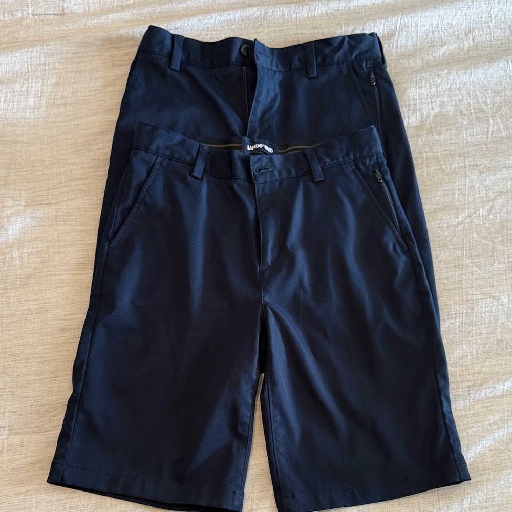 LANDS’ END size 12 boys Navy Flat Front Shorts
